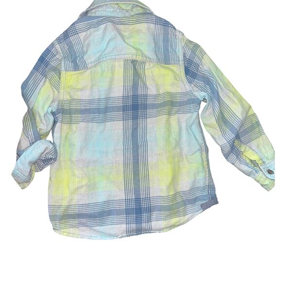 Lot Of 2 Cat And Jack Boys Long Sleeve Cotton Plaid Shirts 3-T - Picture 11 of 14